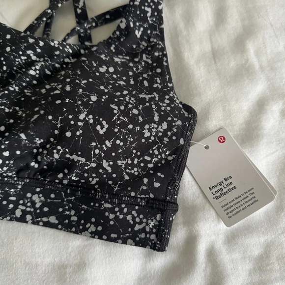 ๐๐ค Lululemon Energy Reflective Long Line Bra Crinkle Dust Alpine White Multi - Picture 5 of 11